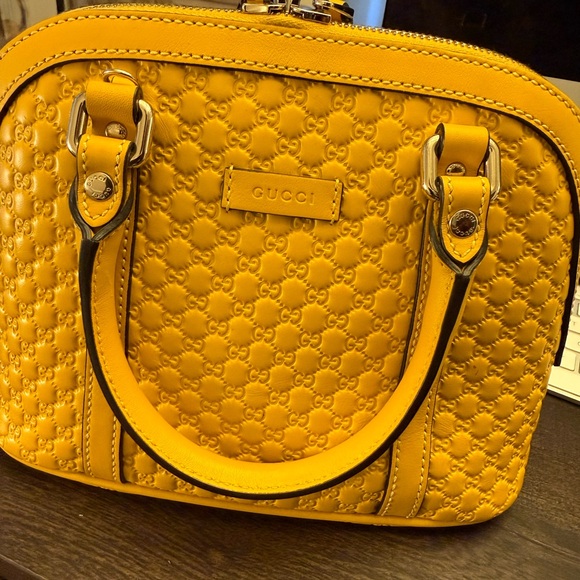 Gucci Mustard Yellow Embossed Satchel - Picture 3 of 11